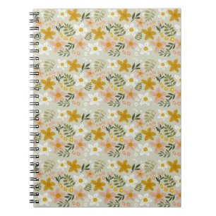 Cuaderno Patrón floral botánico vintage desvanecido sin cos