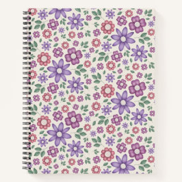 Cuaderno patrón floral caprichoso de crema mínima