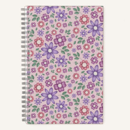 Cuaderno patrón floral caprichoso rosa polvoriento romántic