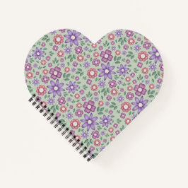 Cuaderno patrón floral caprichoso verde salvia tranquilo