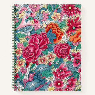 Cuaderno Patrón floral chino colorido