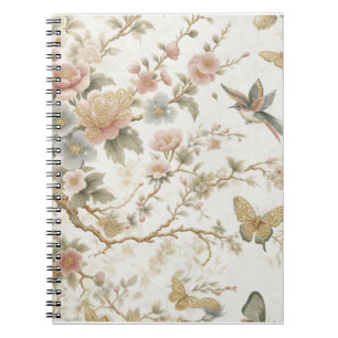 Cuaderno Patrón floral chino vintage con colibrí