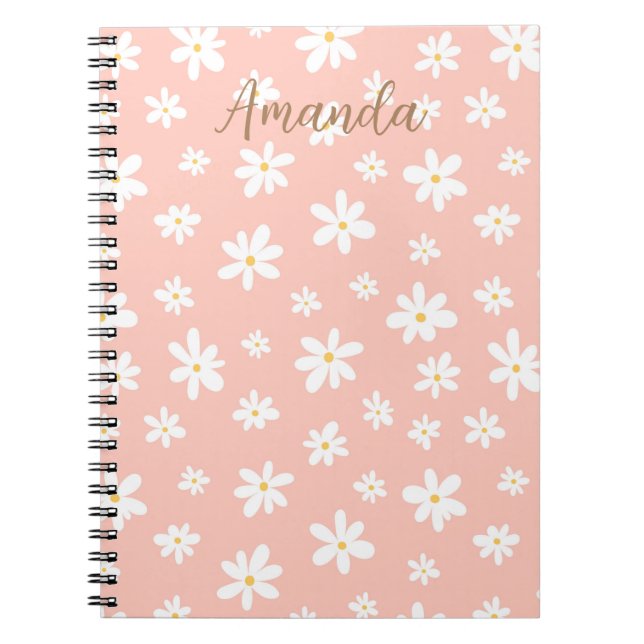 Cuaderno Patrón floral colorido monocromático (Frente)