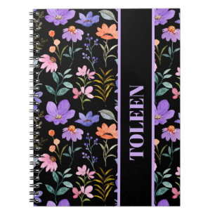 Cuaderno Patrón floral colorido personalizado