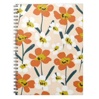 Cuaderno Patrón floral colorido y vintage.