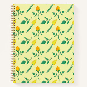 Cuaderno Patrón floral con flores amarillas de rosa y tulip