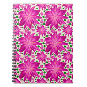 Cuaderno Patrón floral continuo de color rosa intenso