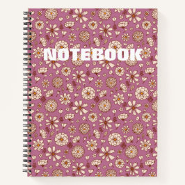 Cuaderno patrón floral continuo granate