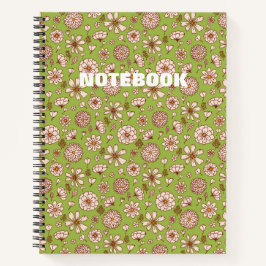 Cuaderno patrón floral continuo verde