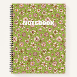 Cuaderno patrón floral continuo verde