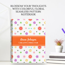 Cuaderno Patrón floral continuo y colorido adorable