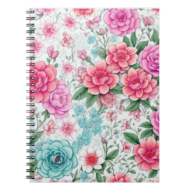 Cuaderno Patrón floral cutáneo divertido giratorio (Frente)