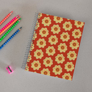 Cuaderno Patrón floral Dahlia amarillo en rojo