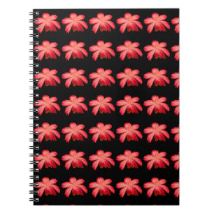 Cuaderno Patrón floral de acuarela de flor roja en negro 
