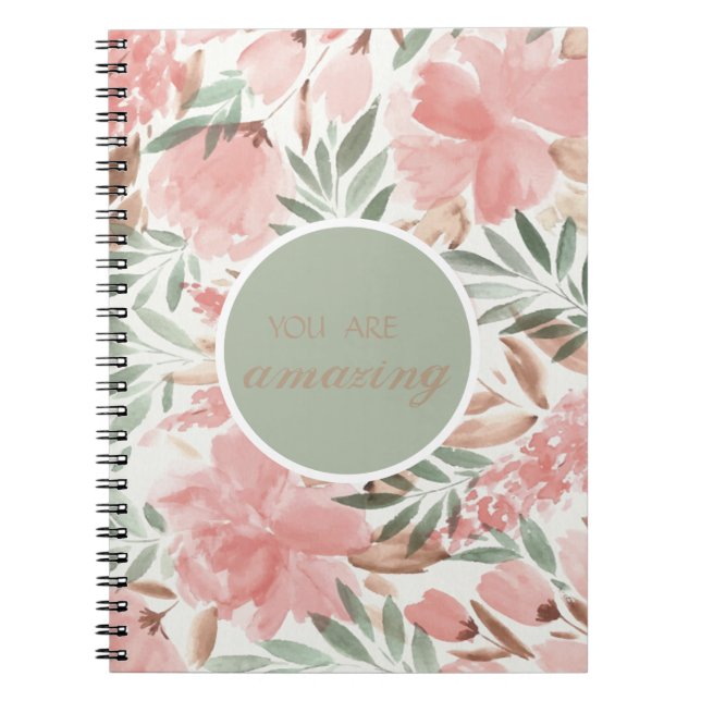 Cuaderno Patrón Floral de Acuarela Eres Increíble (Frente)
