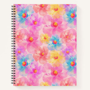 Cuaderno Patrón floral de acuarela retro