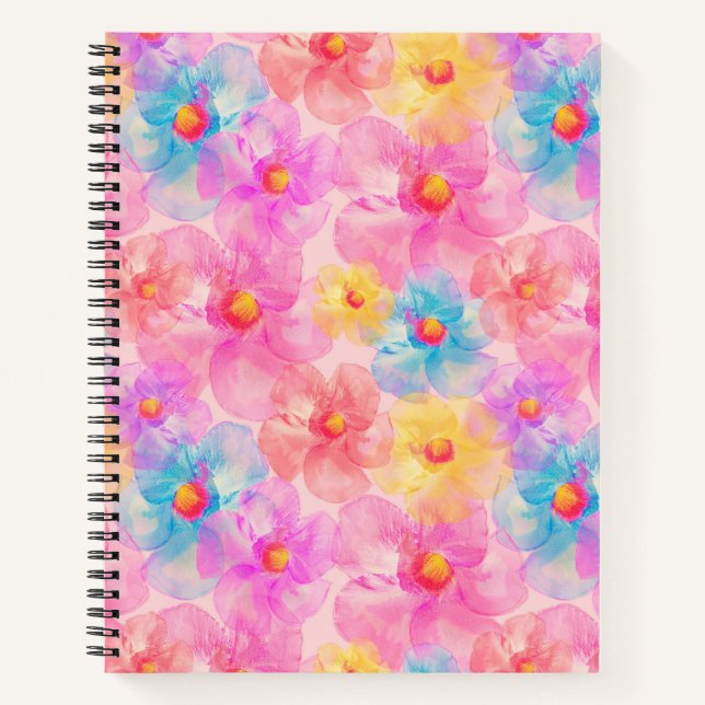Cuaderno Patrón floral de acuarela retro (Anverso)