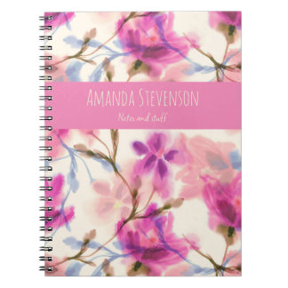 Cuaderno Patrón floral de acuarela rosa