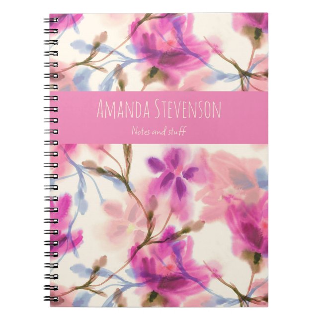 Cuaderno Patrón floral de acuarela rosa (Frente)