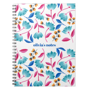 Cuaderno Patrón floral de arte folclórico personalizado