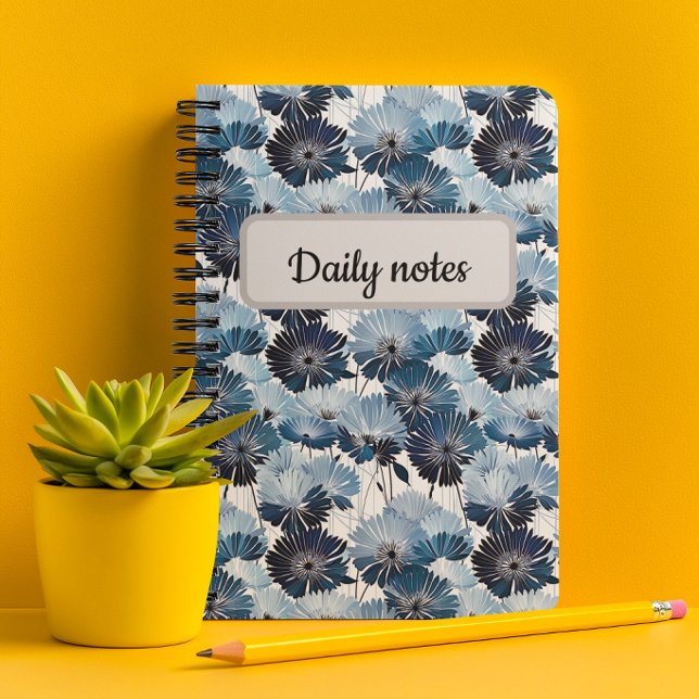 Cuaderno Patrón floral de asteres azules elegantes (Subido por el creador)