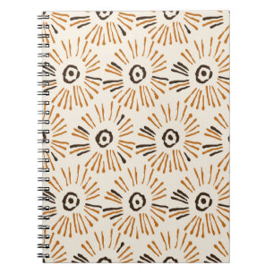 Cuaderno Patrón floral de batik geométrico sin foco en otoñ