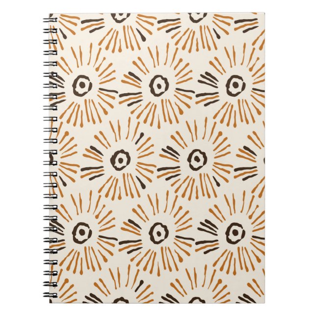 Cuaderno Patrón floral de batik geométrico sin foco en otoñ (Frente)
