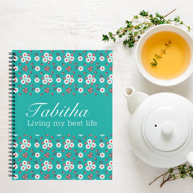 Cuaderno Patrón floral de bonito en el esbozo de Aqua (Subido por el creador)