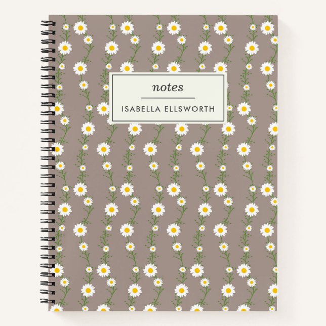 Cuaderno Patrón floral de cadena de margarita boho personal (Anverso)