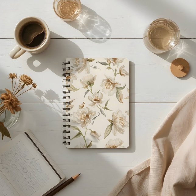 Cuaderno Patrón floral de camelia blanca suave (Subido por el creador)