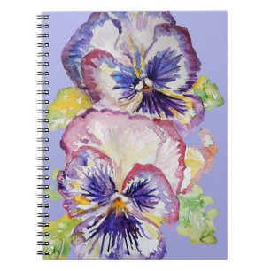 Cuaderno Patrón floral de color agua pardo en lavanda de l