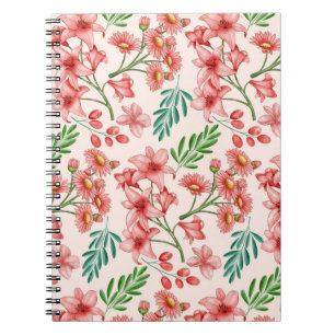 Cuaderno Patrón floral de color de agua pintado a mano-5409