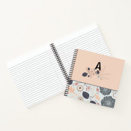 Cuaderno Patrón floral de color gris monogramo