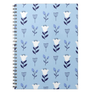 Cuaderno Patrón floral de colores sin foco con flores silve