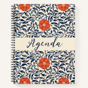 Cuaderno Patrón floral de cosecha negra y Naranja