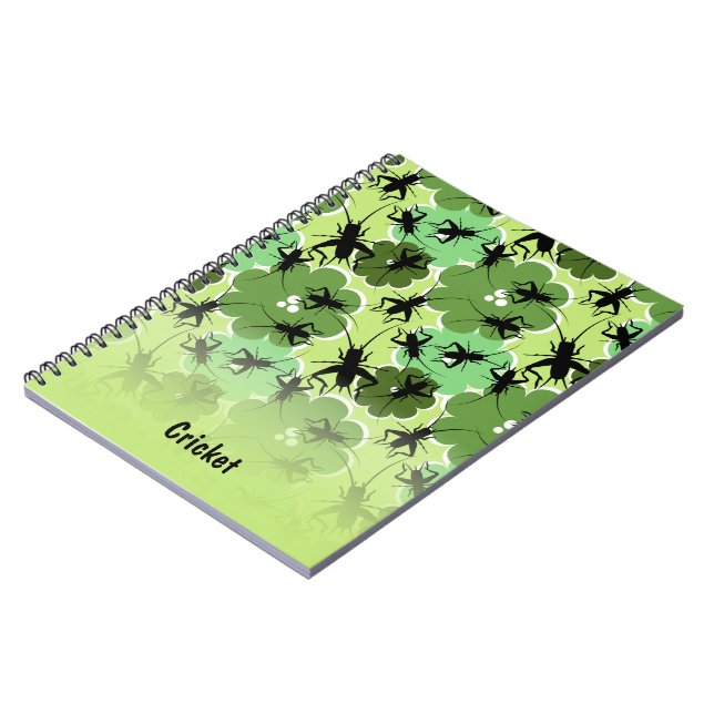 Cuaderno Patrón floral de críquet verde + negro (Lado Izquierdo)