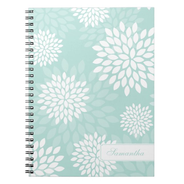 Cuaderno Patrón floral de crisantemas de menta (Frente)