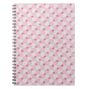 Cuaderno Patrón Floral de Cuadro de Daisy Rosa Suave