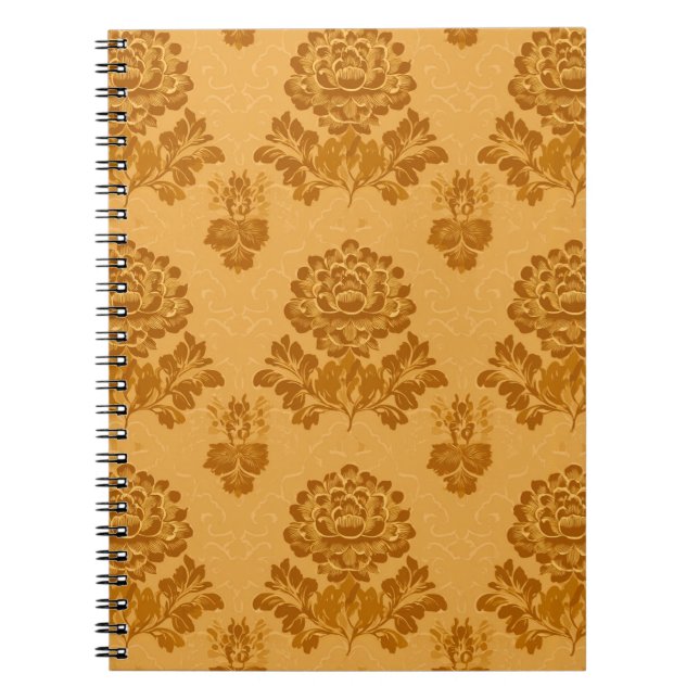 Cuaderno Patrón Floral de Damasco Dorado (Frente)
