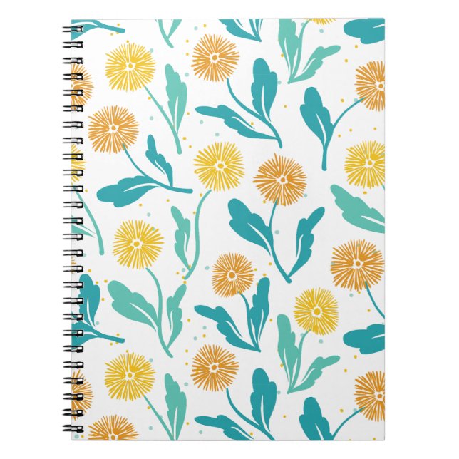 Cuaderno Patrón floral de Dandelion amarillo - Inspirado en (Frente)
