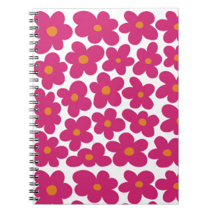 Cuaderno Patrón floral de diversión rosa