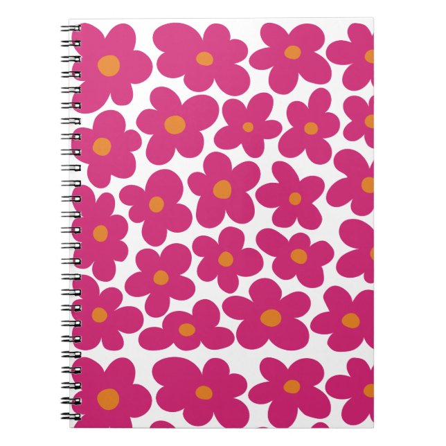 Cuaderno Patrón floral de diversión rosa (Frente)