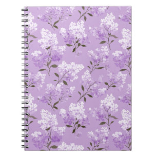 Cuaderno Patrón floral de flor de lila lavanda femenina