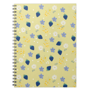 Cuaderno Patrón floral de flor silvestre y zarzamora