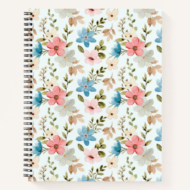 Cuaderno Patrón floral de flores silvestres acuarela (Anverso)
