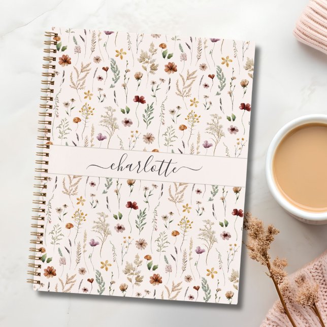 Cuaderno Patrón floral de flores silvestres bonitas acuarel (Subido por el creador)