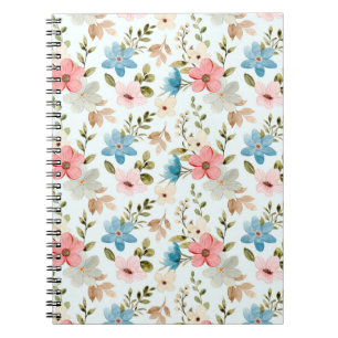 Cuaderno Patrón floral de flores silvestres en acuarela
