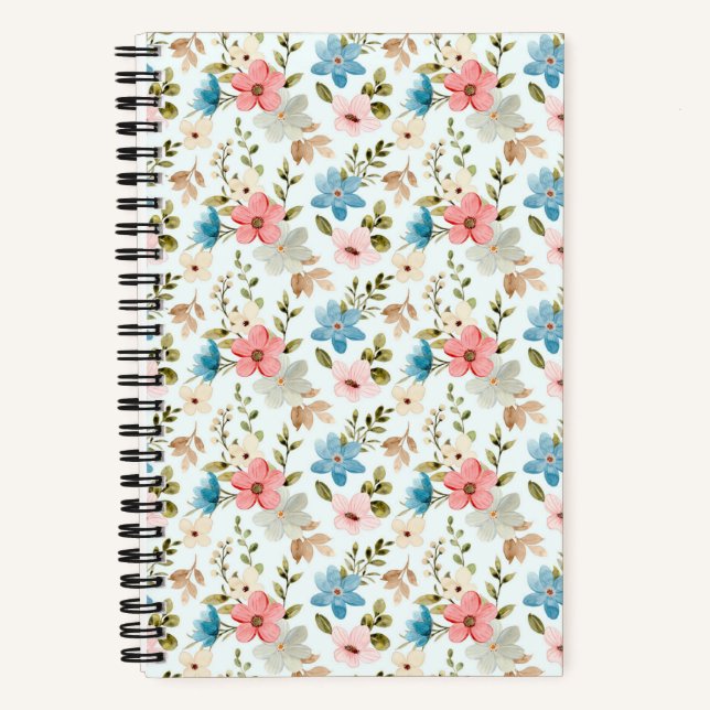 Cuaderno Patrón floral de flores silvestres en acuarela (Anverso)