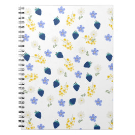Cuaderno Patrón floral de flores silvestres y zarzamoras
