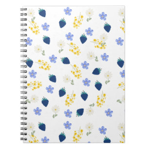 Cuaderno Patrón floral de flores silvestres y zarzamoras